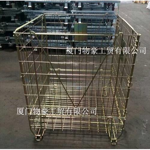 可折叠线杯笼 欧式仓储笼装红酒空瓶铁框 点焊铁丝网格笼堆垛使用