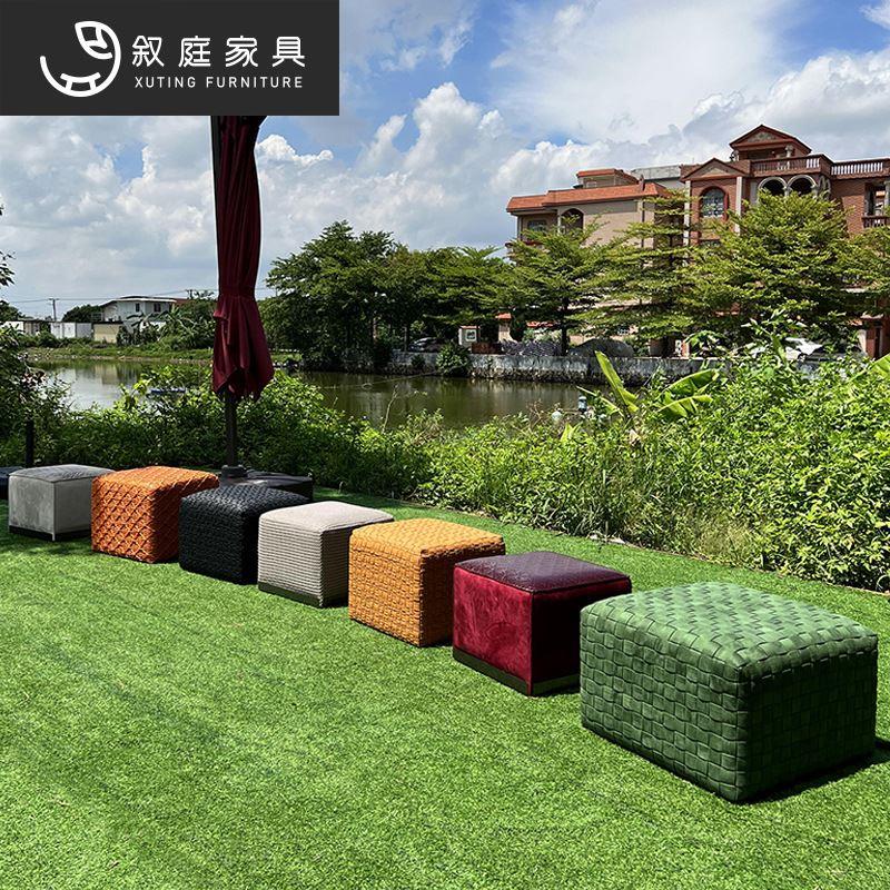 布艺小凳子家用矮凳脚踏圆凳简约客厅沙发茶几凳创意墩子实木内胆