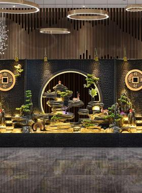 水幕墙假山流水摆件循环水公司酒店办公室花园庭院喷泉鱼池装饰品