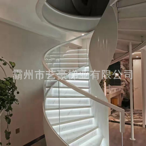 法式复古双弧梁重型loft复式旋转卷板扇形楼梯卷弧螺旋式设计轻奢