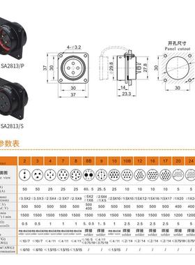 WEIPU威浦 航空插头SA2813/S/P2 3 4 7 8 10 12 16 17 24 26 35芯