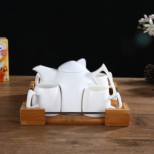 竹制托盘具下午陶瓷水杯套具陶瓷套壶家用套装 咖啡杯茶具欧式 花茶