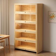 全实木书柜儿童防尘展示柜子储物柜一体靠墙收纳置物落地家用书架
