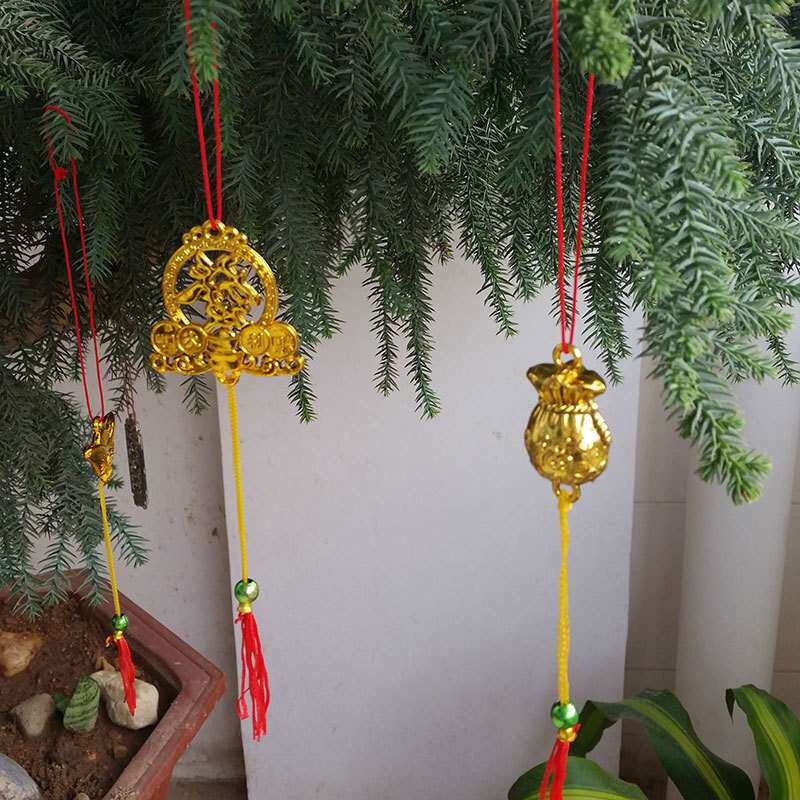 银柳吊饰干花支梅花杜鹃干花富贵弯竹圣诞年宵节日花卉盆栽小挂件