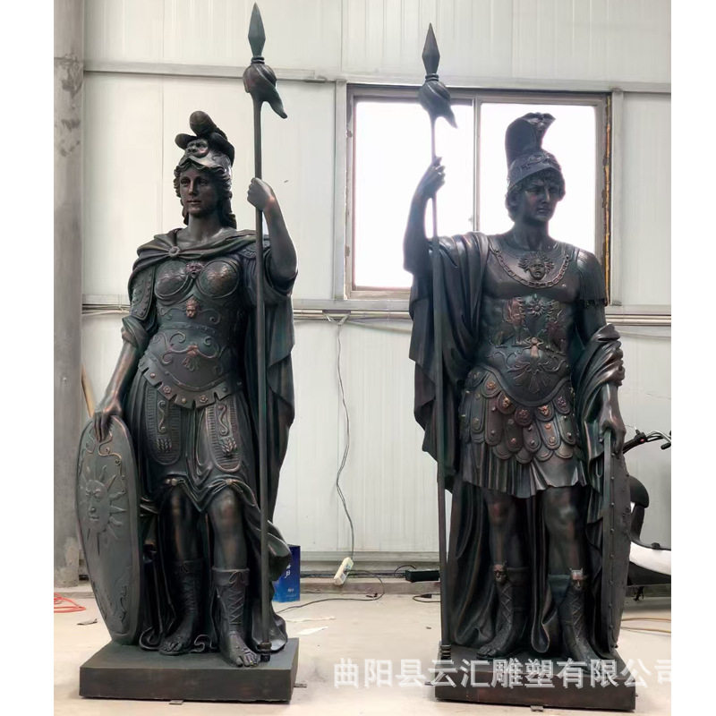 玻璃钢欧式手持矛盾迎宾人物雕像别墅入口守护神西方武士人物摆件