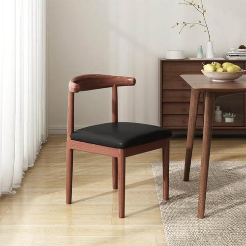 椅子餐厅牛角椅家用餐桌仿实木餐椅简约现代铁艺休闲书桌靠背凳子