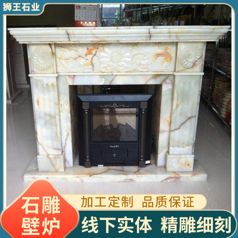 欧式雕花大理石壁炉架石雕柱子壁炉装饰柜壁炉摆件壁炉芯厂家批发