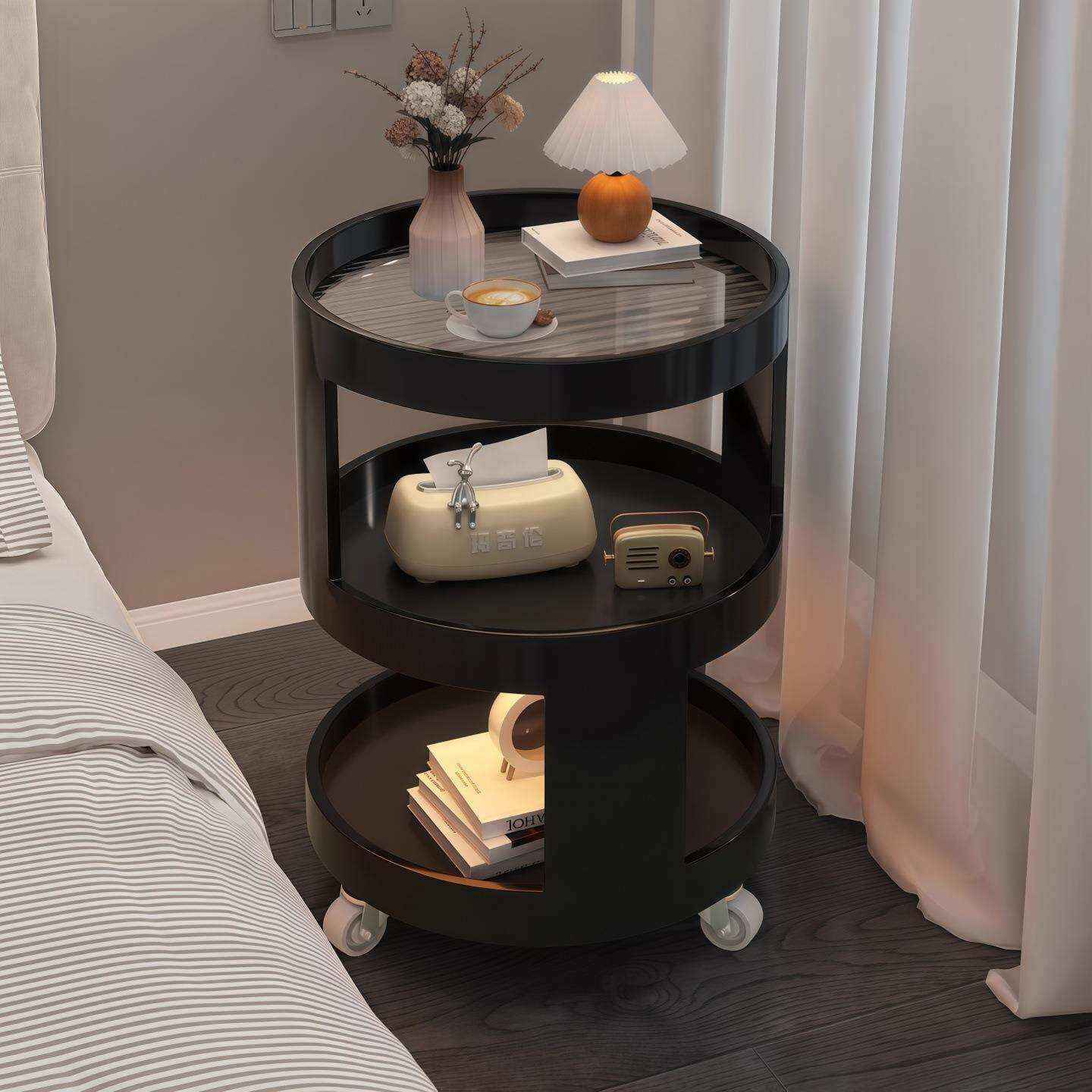 美式床头柜小边桌铁艺置物架边几可移动茶几客厅家用小户型阳台桌