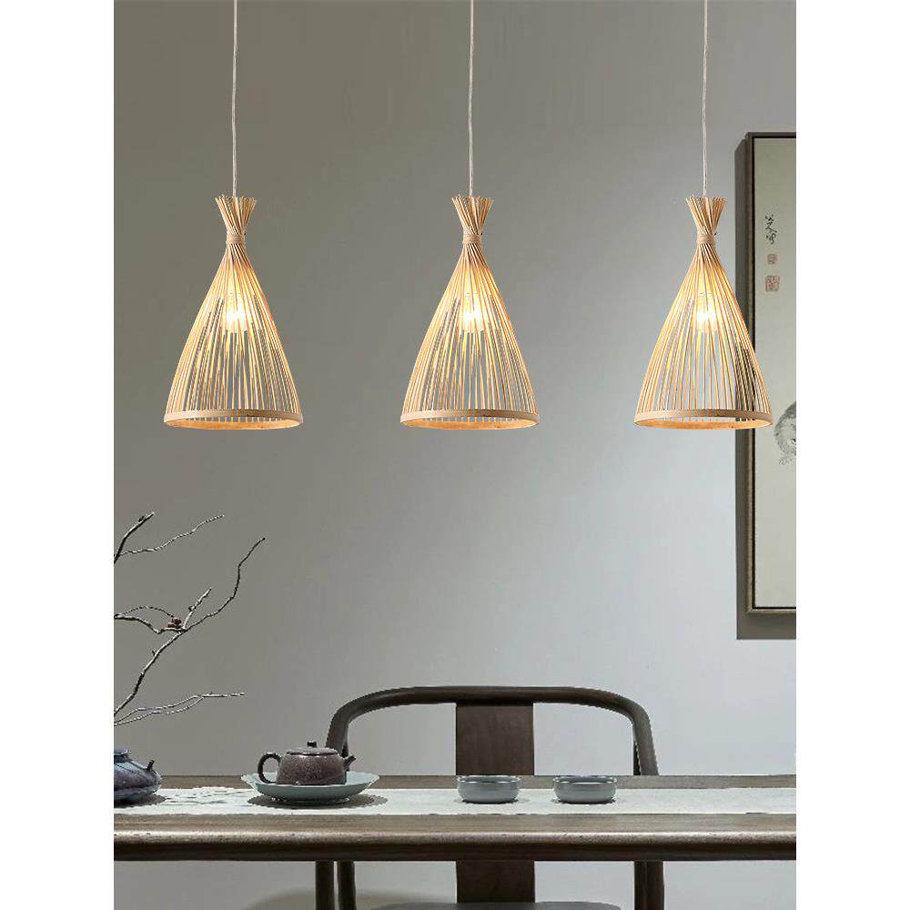 艺术灯中式餐厅竹编吊灯餐饮茶室民宿客栈吧台日式简约竹艺小吊灯