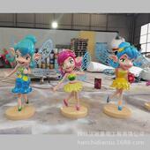 四川玻钢树脂工艺品卡通人物人像带天使翅膀 彩绘公仔工艺品摆件