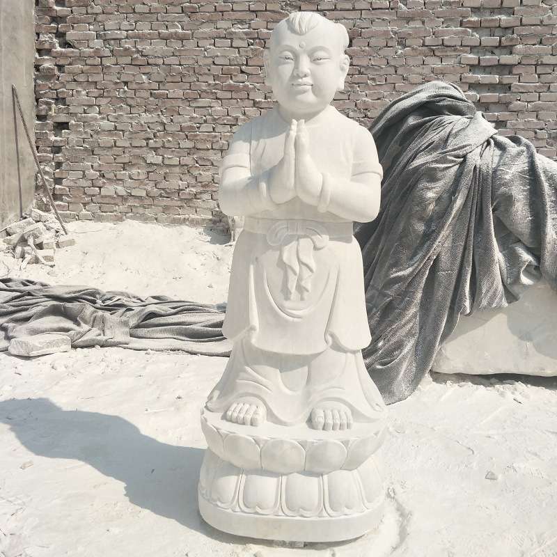 石雕童男童女善财童子仿古金童玉女大理石汉白玉小孩人物雕塑摆件