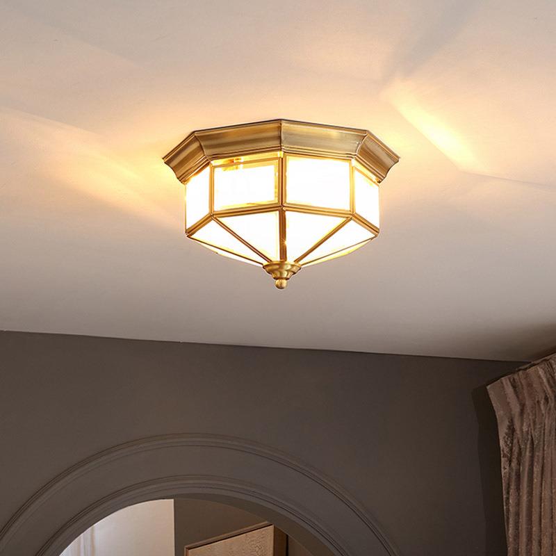 美式全铜吸顶灯卧室阳台过道走廊灯厨房灯欧式仿古门厅玄关入户灯