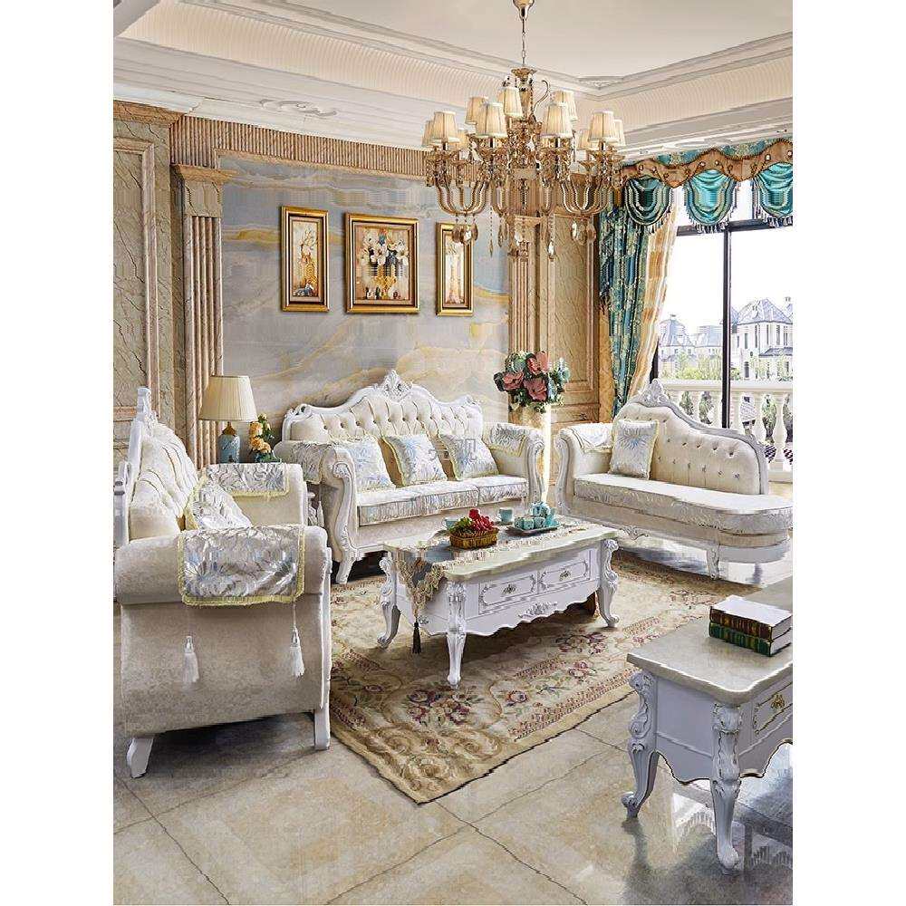 欧式布艺沙发客厅123组合大小户型可拆洗三人位美式轻奢实木沙发