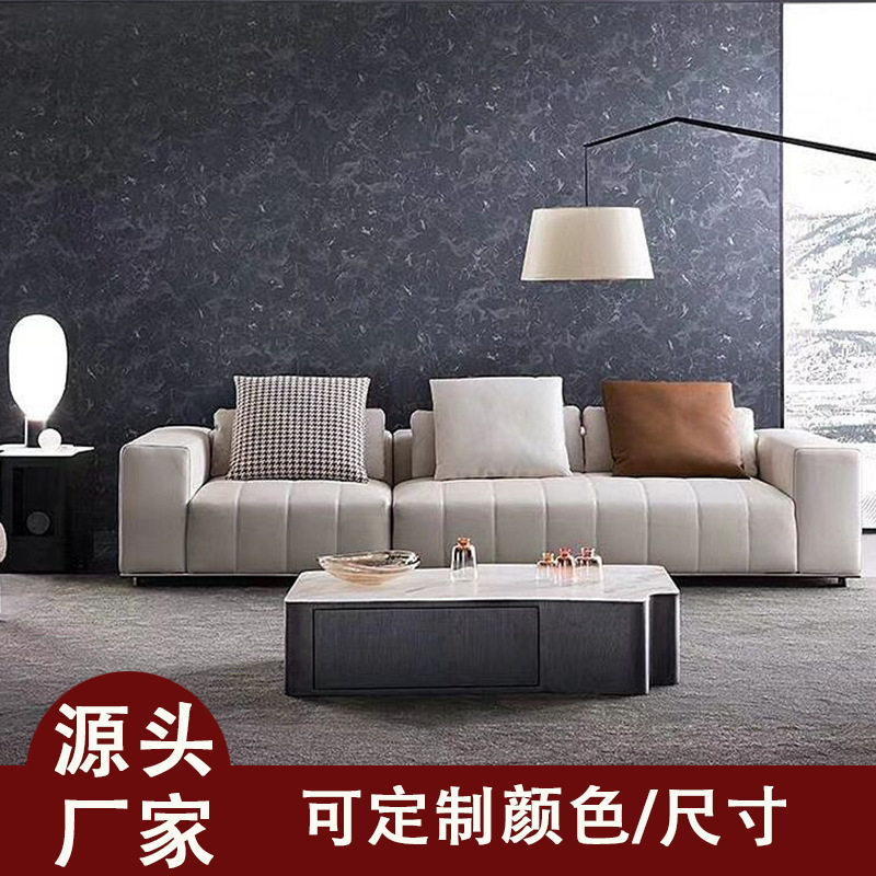 意式真皮沙发客厅组合现代皮艺沙发云朵沙发别墅羽绒钢琴沙发家具