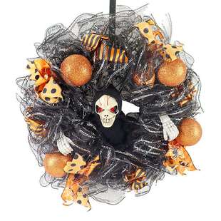 万圣节装饰花环挂件万圣节场景布置道具骷髅花环鬼节花环