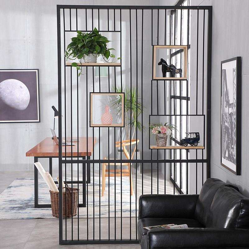 工业风铁艺隔断屏风loft置物架简约现代客厅书架玄关办公室储物柜