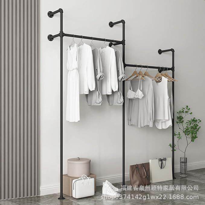 工业水管衣架现代壁挂衣柜衣帽架挂衣展示架工业风服装架