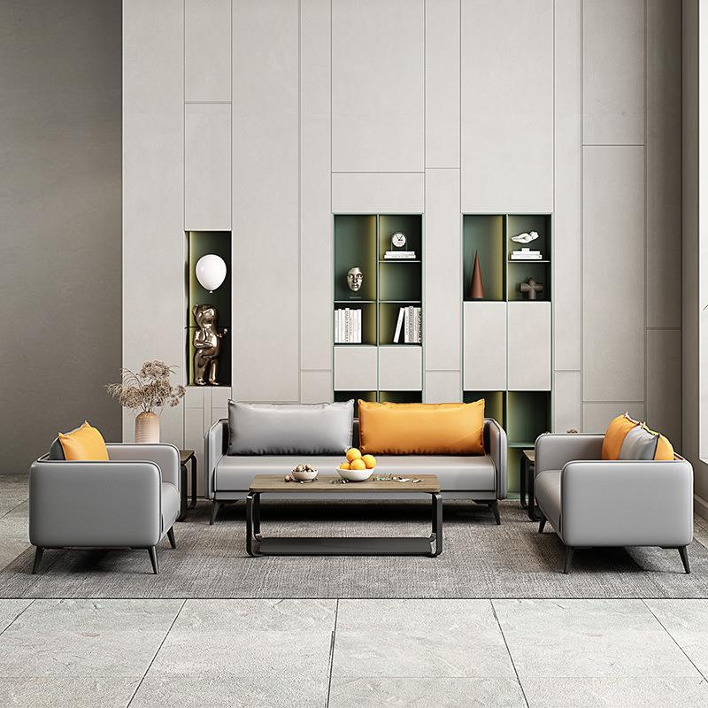 真皮办公室沙发茶几组合现代简约会客出租房公寓接待商务小户型