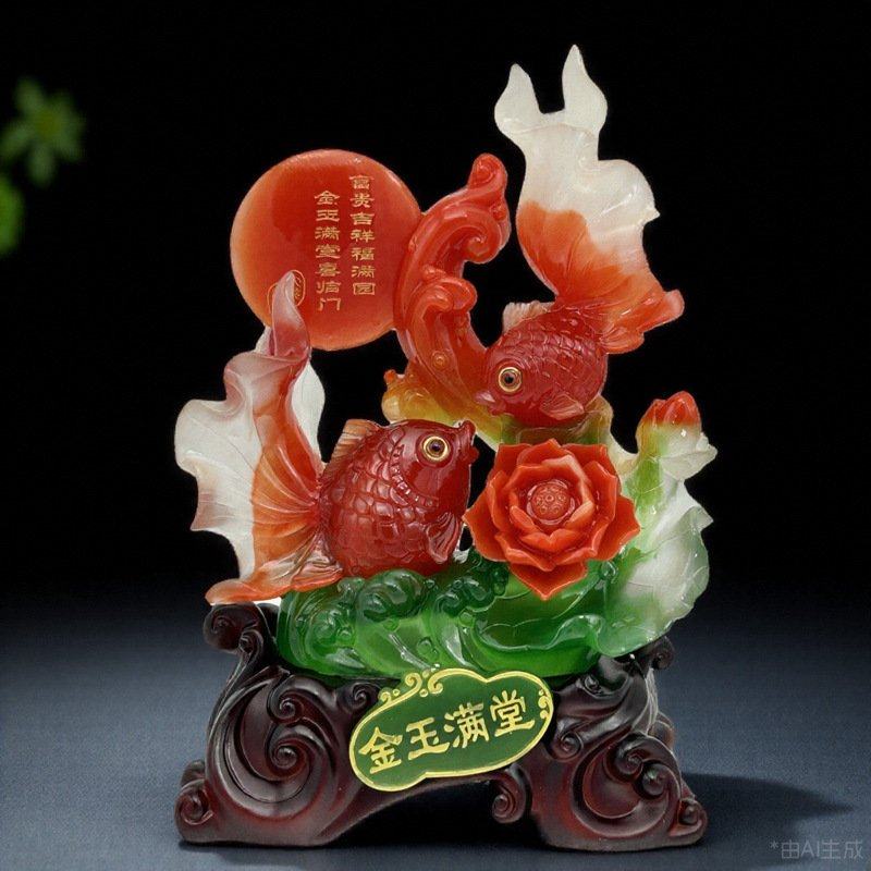 锦鲤摆件金玉满堂鲤鱼客厅玄关家居装饰品开业办公室工艺品摆件,餐饮具,茶宠摆件,淘宝优惠券,粉丝福利购,淘宝优惠卷