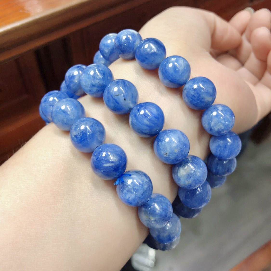 p365 天然莫奈油画蓝晶石手链手串约12mm女款饰品情侣礼物单圈