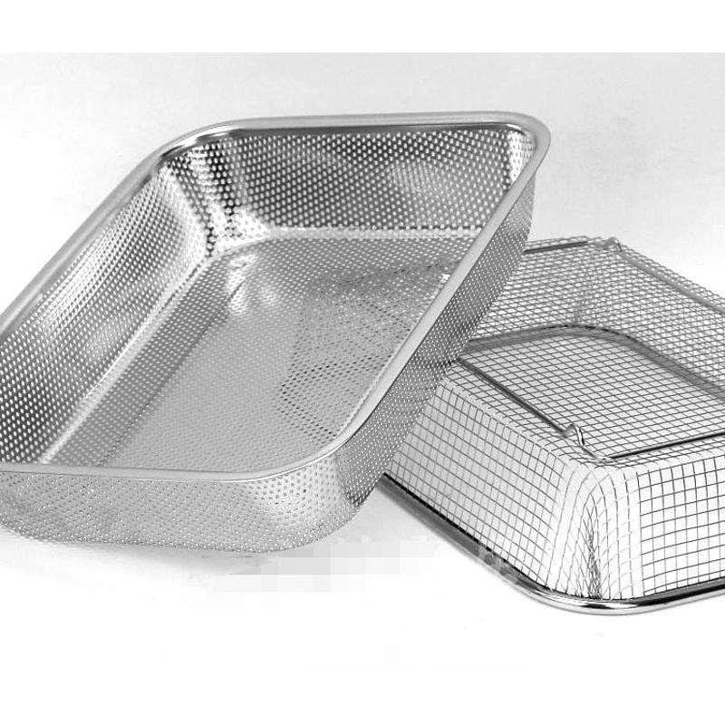 304长方形不锈钢沥水筐碗架控水网水果篮大孔网框洗菜篮漏盆厨房