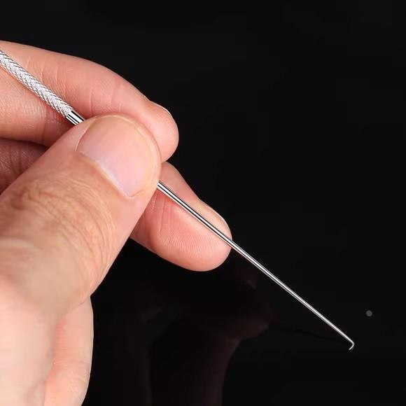 专业耵聍钩采耳工具不锈钢耳钩掏硬耳屎防滑耳起耳钩针掏耳朵神器