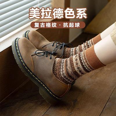 美复古民族风中筒袜美版网中筒袜拉德子女条纹红潮堆堆袜港风袜