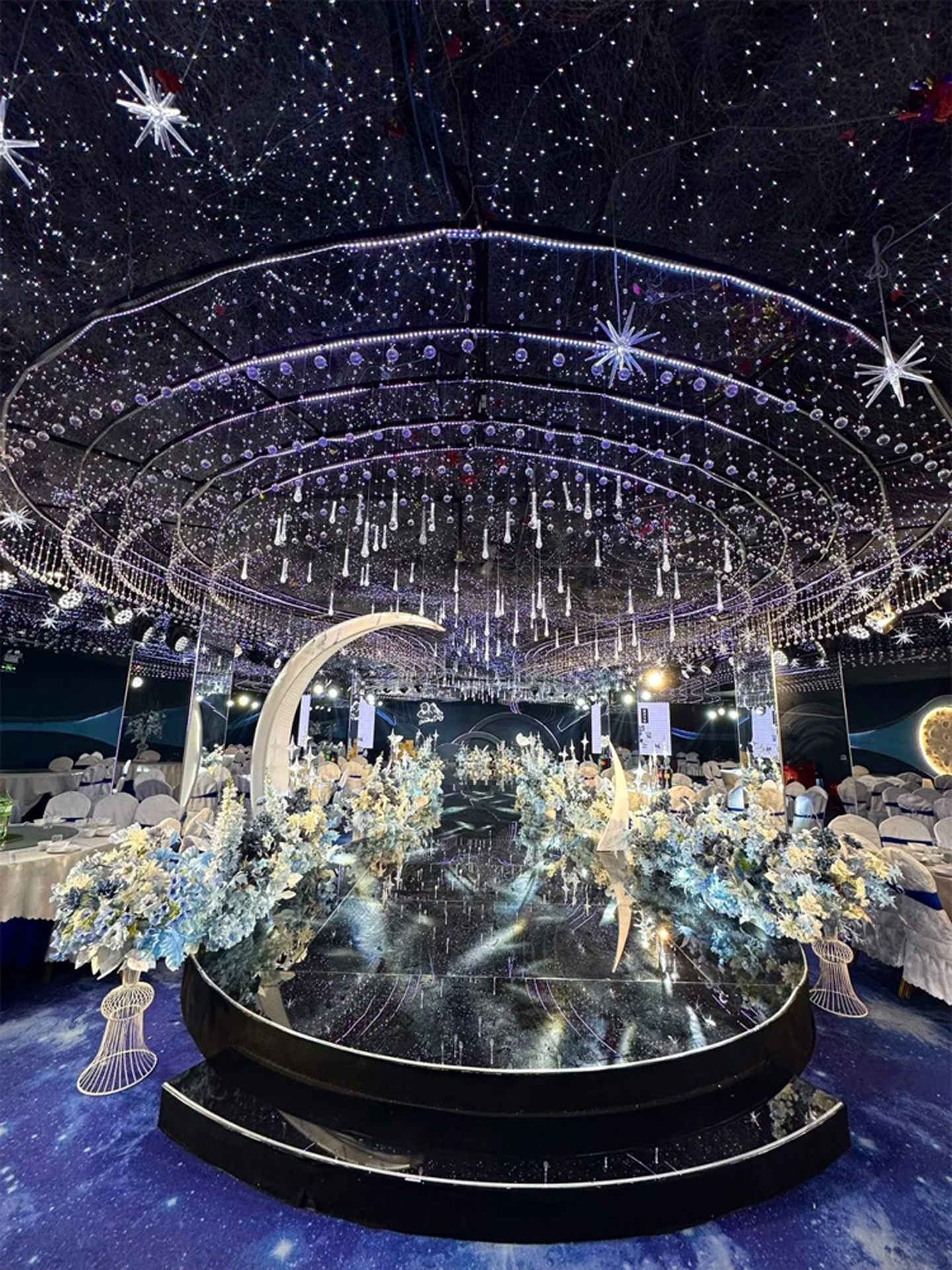 定制婚宴厅吊灯婚礼宴会厅水晶珠帘吊饰灯高端婚庆浪漫艺术吊顶灯