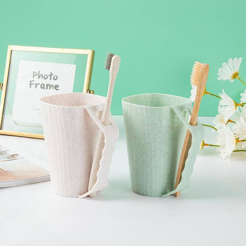 创意麦香洗漱杯带手柄插槽漱口杯定制礼品促销刷牙杯时尚便携