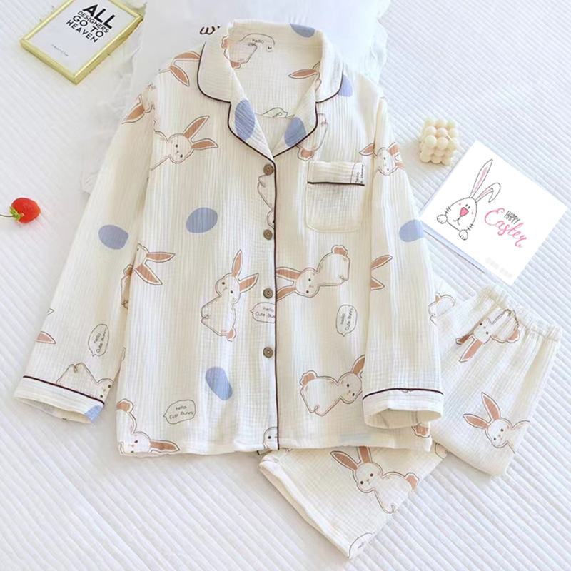 春夏季纯棉纱布孕妇睡衣产后月子服怀孕期产妇薄款吸汗哺乳