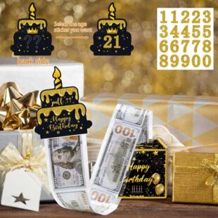 跨境新款生日派对装饰抽钱纸盒 气氛布置道具黑金生日抽钱盒