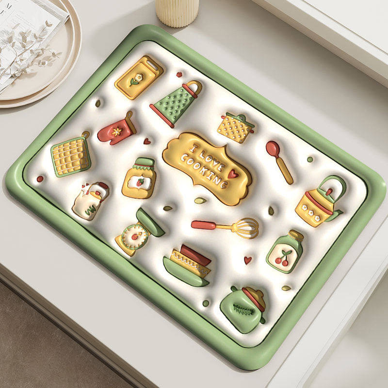 硅藻泥厨房沥水垫台面吸水3D垫家用杯碗碟干燥垫防滑防污餐桌垫子,居家布艺,餐垫,淘宝优惠券,粉丝福利购,淘宝优惠卷