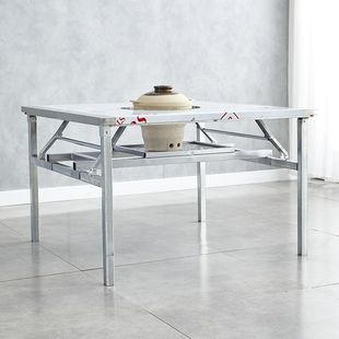 地摊不锈钢火锅桌商用户外折叠桌打边炉摆摊串串香烙锅烤肉桌子