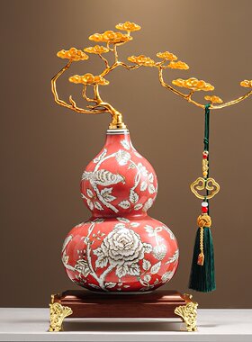 手绘珐琅彩祥云葫芦摆件高档招财客厅电视柜酒柜装饰乔迁新居礼品