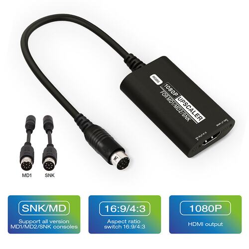 SEGA MD1/MD2/SNK 16:9 4:3 HDMI高清视频转换器 1080P视频适配器