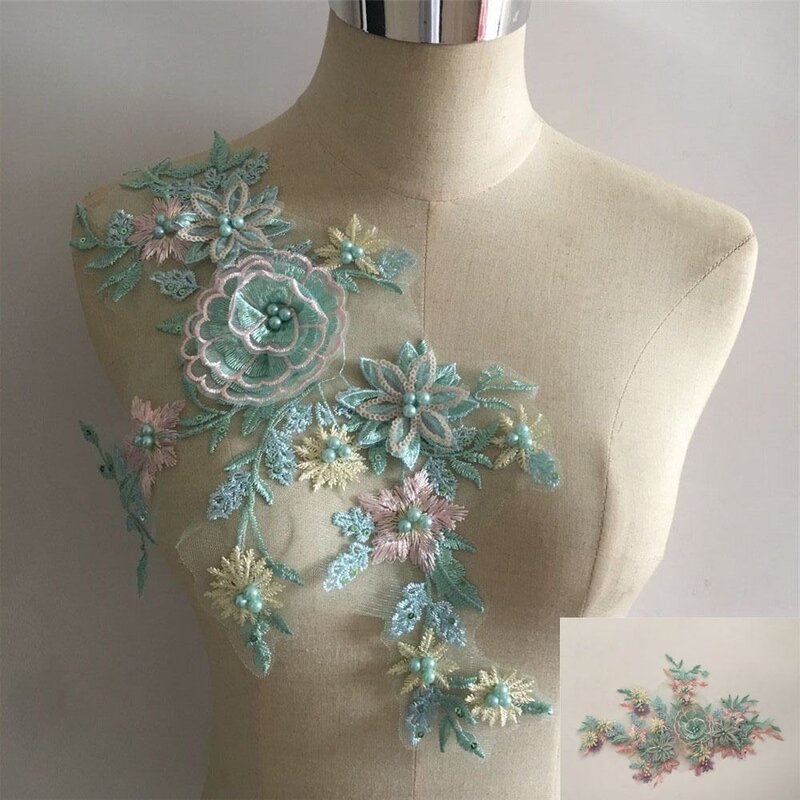 服装辅料立体花朵仿珍珠亮片花边蕾丝衣领刺绣衣服装饰DIY配件