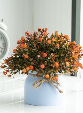 彩色盆满天星盆栽假花装饰仿真办公家居麻绳欧式仿真花绿植物摆件