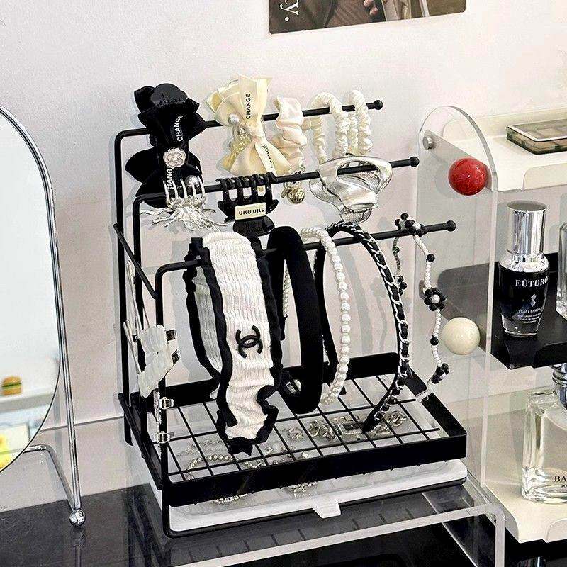 女生首饰发圈鲨鱼夹发箍发饰桌面收纳盒头饰展示梳妆台整理神器