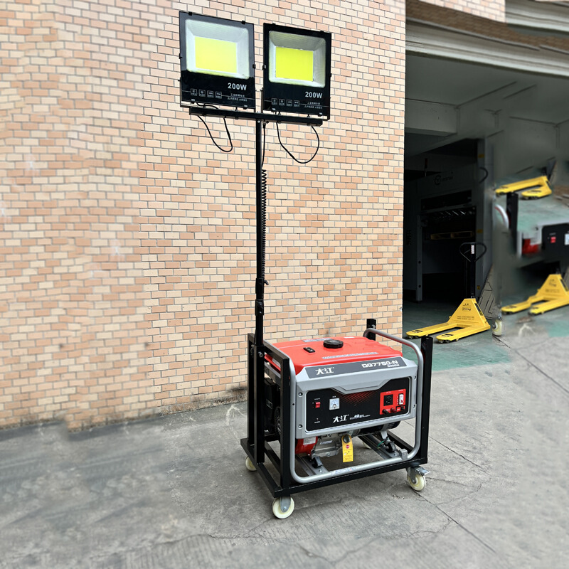 手动升降移动泛光工作灯 led应急工地施工移动照明车汽油发电机