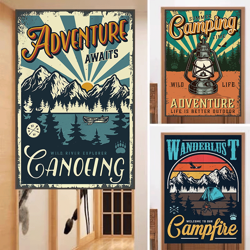 美式门帘隔断帘露营复古风遮挡帘