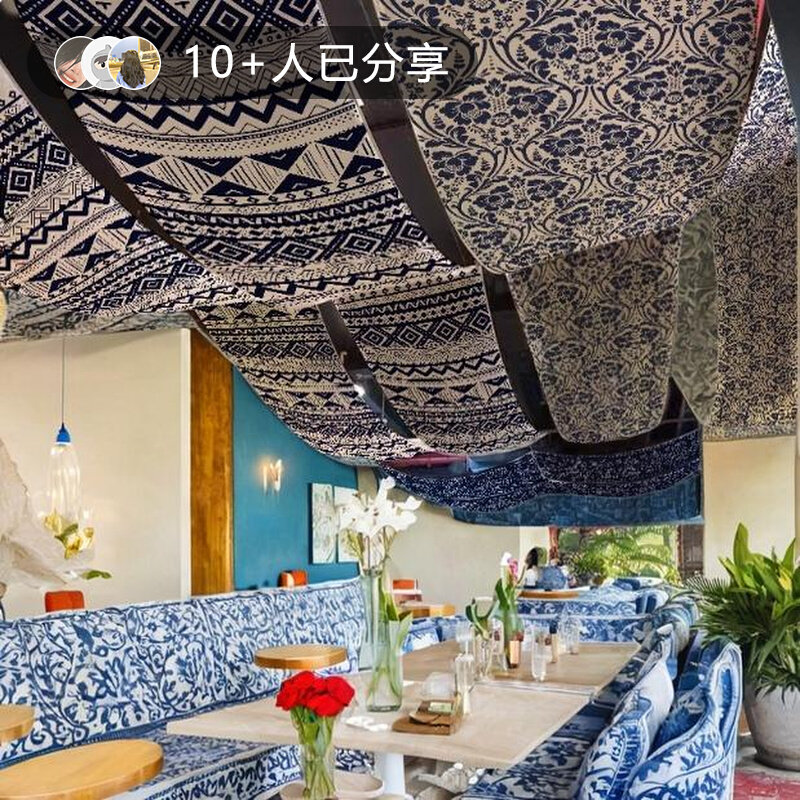 苗族特色天幕吊顶挂布室内天花板装饰餐厅民族风氛围感定制背景布