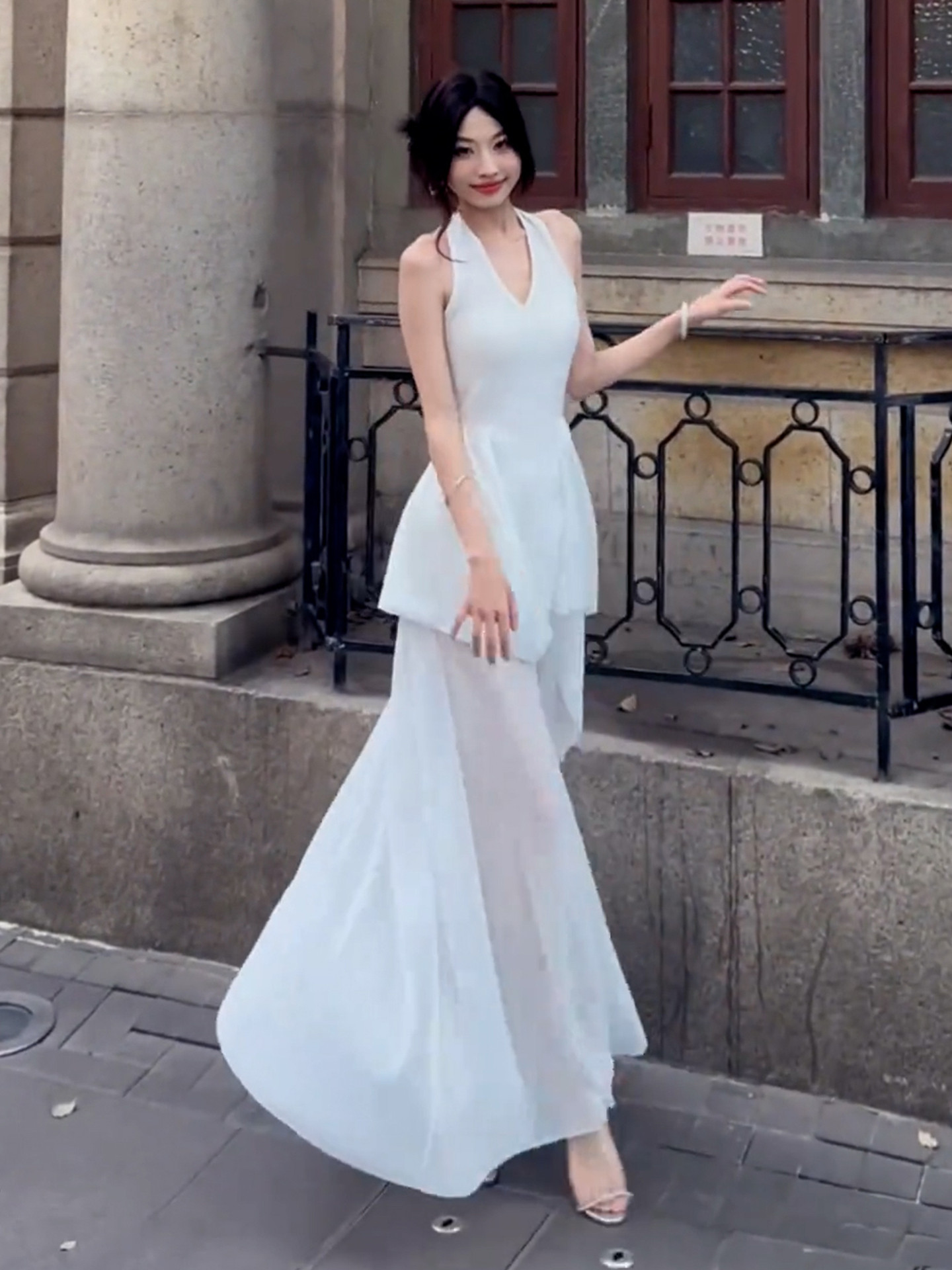 French Chic Halter Maxi: Innocent Allure, Black Summer Style - Product image 3