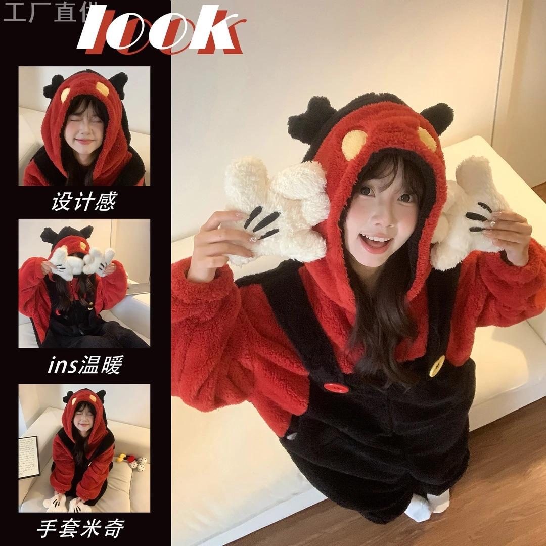 连体睡衣女成人一体式米奇情侣连睡衣/家居服套装