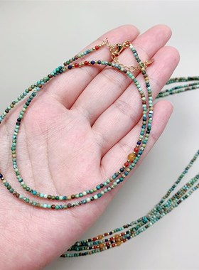 速发天然绿松石mini小珠子项链锁骨链 2mm左右精致小珠子绿松石项