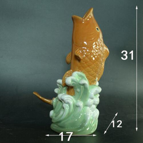 鲤鱼 桌面公仔石 陶瓷花瓶摆件摆设金鱼湾饰品招财家居装饰品花插