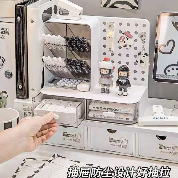 收纳洞洞板桌上分层置物架学生大容量文具收纳桌面收纳洞洞置物架