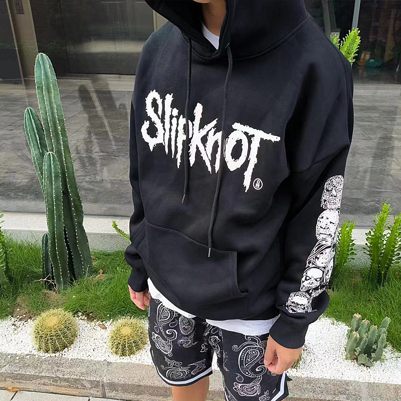 欧美男装嘻哈美式潮牌复古摇滚活结乐队魔法阵加绒连帽卫衣帽衫