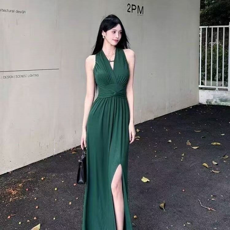 纯欲风时尚感v领背心裙女年夏季新款修身显瘦气质连衣裙