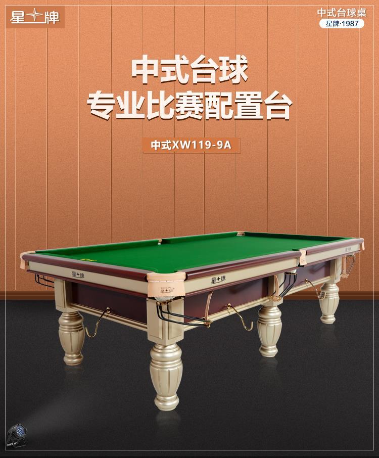 星牌台球桌 球房专用商用标准型桌球台成人室内中式黑八台球钢库图片