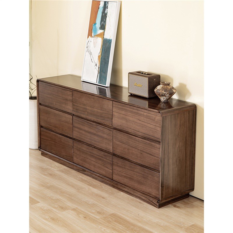 全实木斗柜黑胡桃木斗橱北欧现代高电视柜卧室收纳储物床尾柜客厅